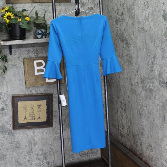 NWT Adrianna Papell Womens Bell Sleeve Tie Front Dress Deep Cerulean Blue 6 - Picture 7 of 10